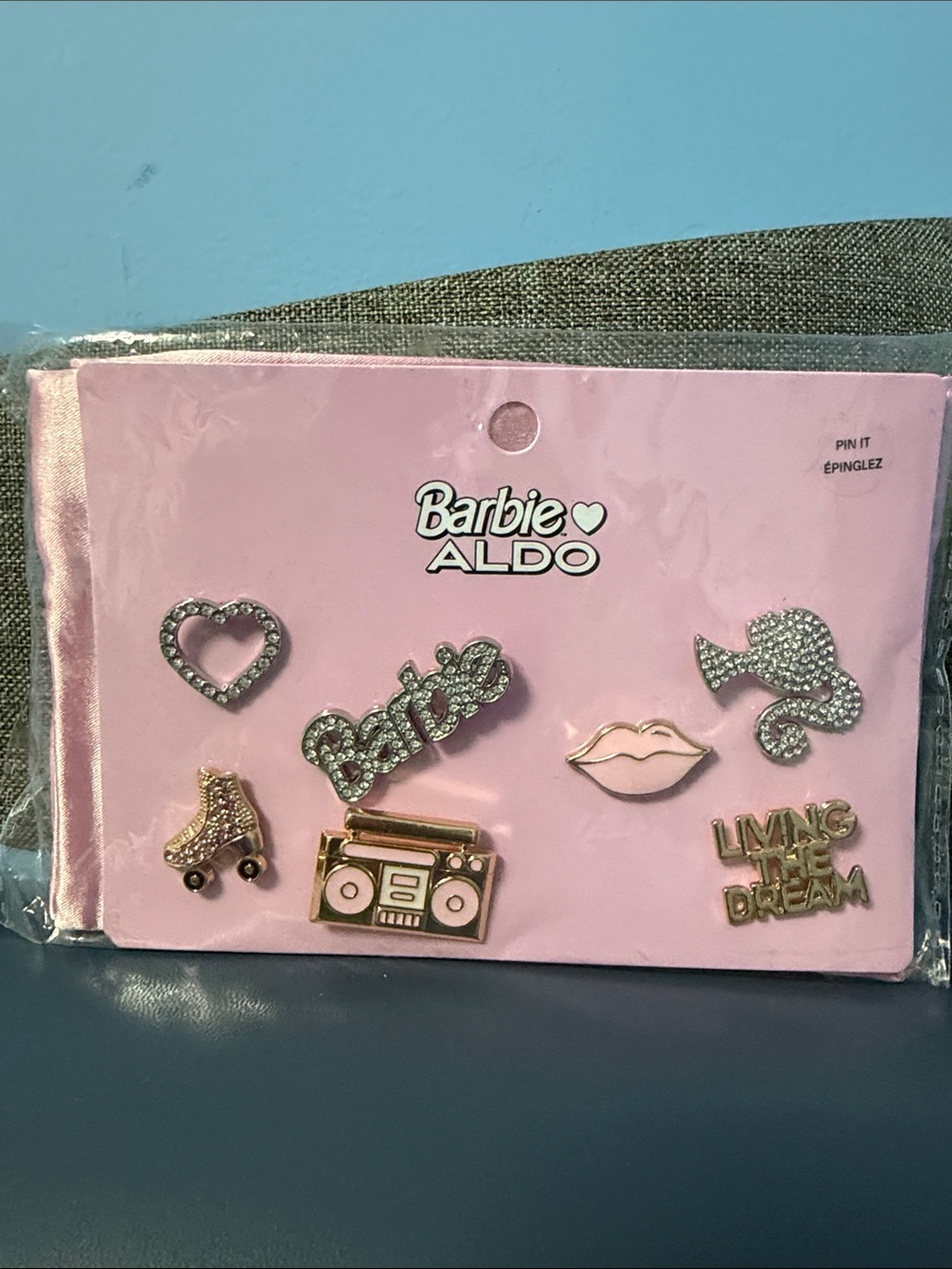 Barbie ALDO Pink & Gold Enamel Rhinestone Pin Set